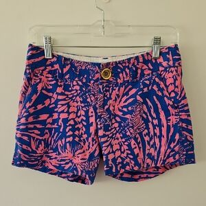 Lilly Pulitzer The Callahan Shorts Zebra Pink‎ Blue Size 00